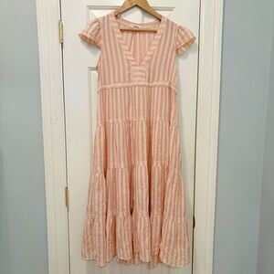 Lemlem Pink Stripe Dress Linen Blend Size Small